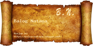 Balog Natasa névjegykártya