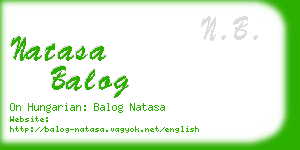 natasa balog business card